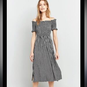 Urban Outfitters Kimchi Blue Picnic Gingham Midi Dress Black White Stretchy M